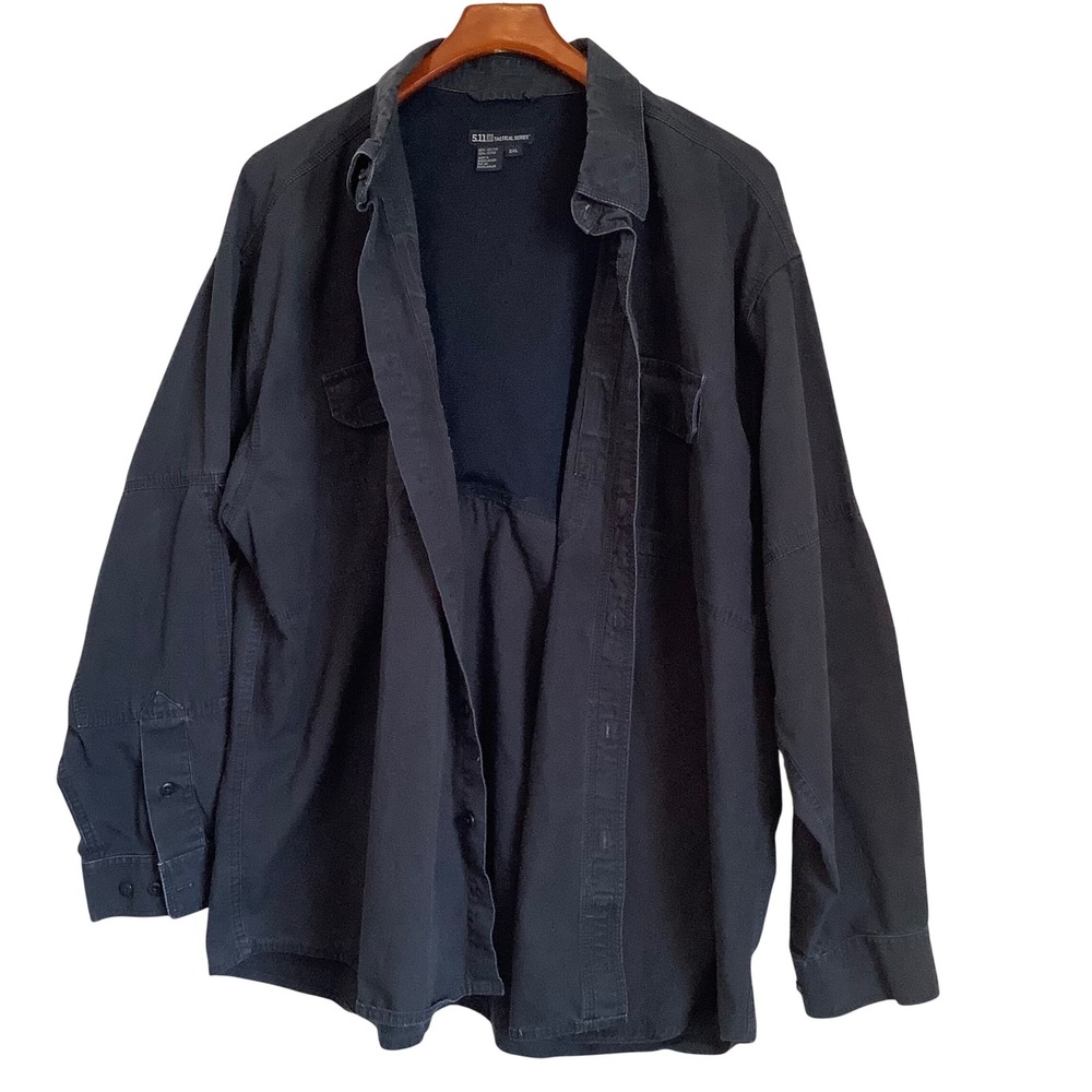 5.11 Tactical Series Mens Black Long Sleeve Cotton Canvas Vented Shirt 72157 2XL